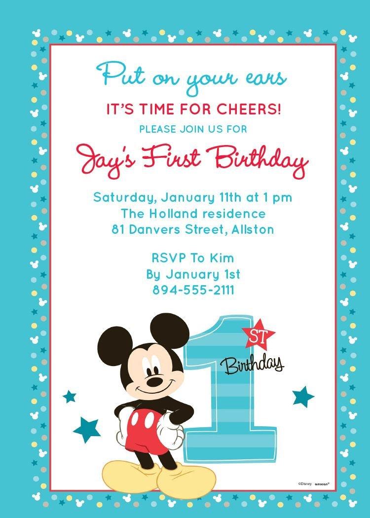 Custom Mickey's 1st Birthday Invitations